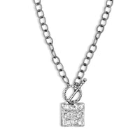 Silver Statement Necklace with Square Pendant - Creative Jewelry by Marcia - Asymmetrical Jewelry - Timeless Jewelry